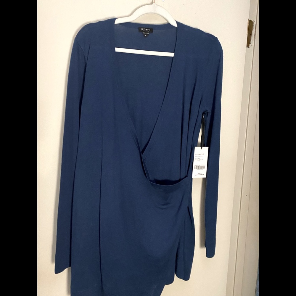 Wrap sweater blue medium Worth New York